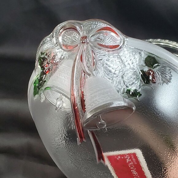 Mikasa Celebrations Holiday Bells Collection Basket 7.75" Clear & Red Christmas - Picture 9 of 16